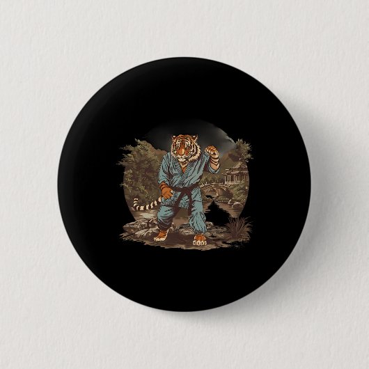 Kickboxen Tiger Pagode Tempel Kampfsport Karate Button (Vorderseite)