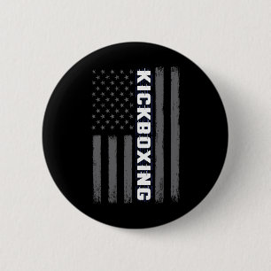 Kickboxen USA Amerikanische Flagge Geschenk Kampfs Button