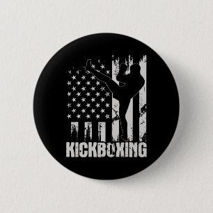 Kickboxen - USA Amerikanischer Flagge Kickboxer Co Button
