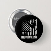 Kickboxen - USA Amerikanischer Flagge Kickboxer Co Button (Vorne & Hinten)