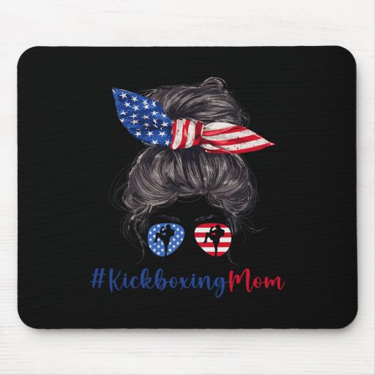 Kickboxende Mutter Amerikanische Flagge Muttertag Mousepad (Vorne)