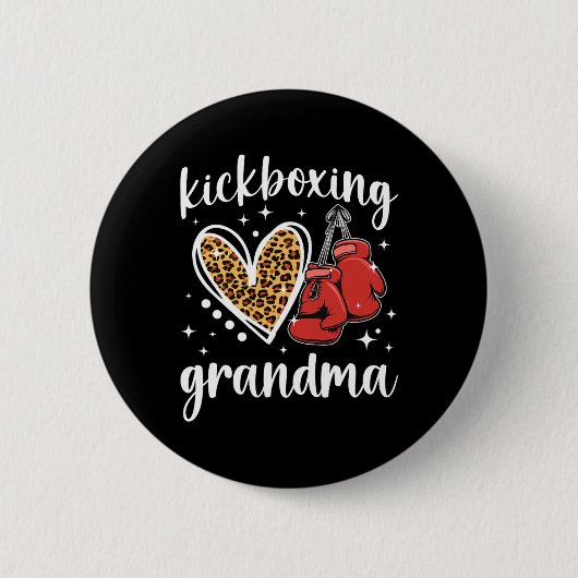 Kickboxende Oma eines Kickboxer-Großmutter hören Button (Vorderseite)
