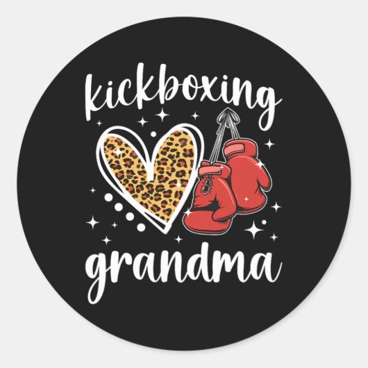 Kickboxende Oma eines Kickboxer-Großmutter hören Runder Aufkleber (Vorderseite)