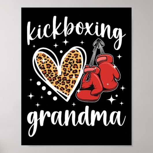 Kickboxende Oma eines Kickboxers Großmutter hören Poster (Vorne)