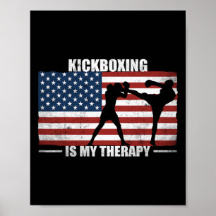 Kickboxer Amerikanische Flagge Vintage US Kickboxe Poster
