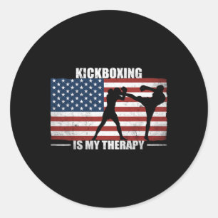 Kickboxer Amerikanische Flagge Vintage Us Kickboxe Runder Aufkleber