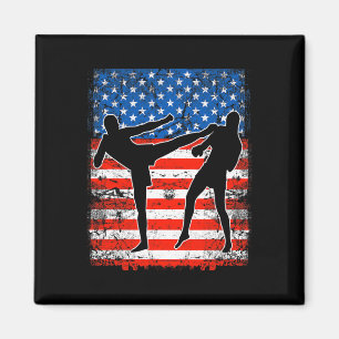 Kickboxer auf amerikanischer Flagge Patriotisch  Magnet