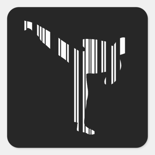 KICKBOXER BAR CODE-Kickboxing Strichcode-Muster Quadratischer Aufkleber (Vorderseite)
