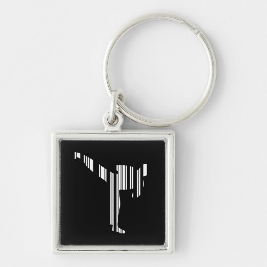 KICKBOXER BAR CODE-Kickboxing Strichcode-Muster Schlüsselanhänger (Vorne)