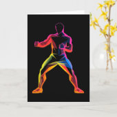 Kickboxer Cartoon-Stil Kickboxer Savate Karte (Gelbe Blume)