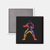 Kickboxer Cartoon-Stil Kickboxer Savate Magnet (Vorderseite/Rückseite)