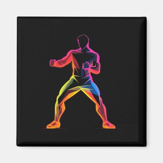 Kickboxer Cartoon-Stil Kickboxer Savate Magnet (Vorne)