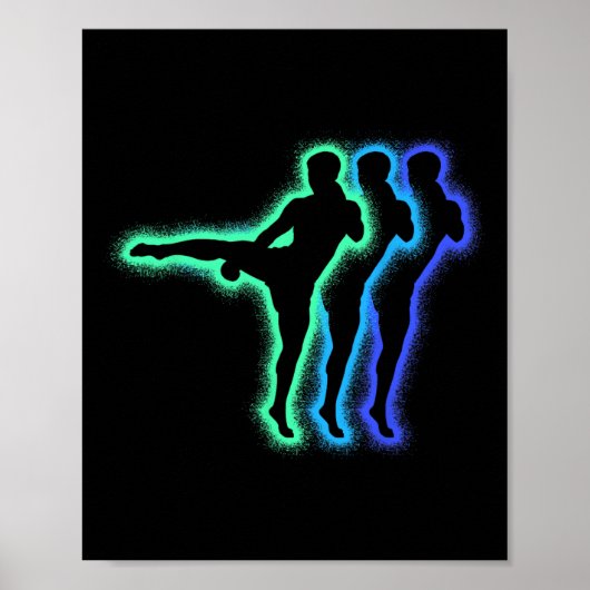 Kickboxer Kampfsport Silhouetten Männer Kinder Jun Poster (Vorne)