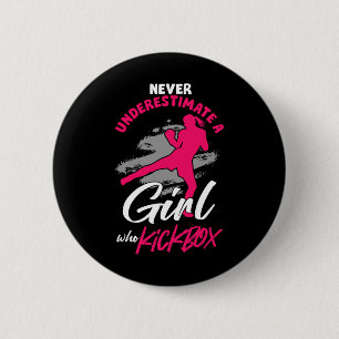 Kickboxer Mädchen Kämpferin Kickboxen Mma Sport Ma Button