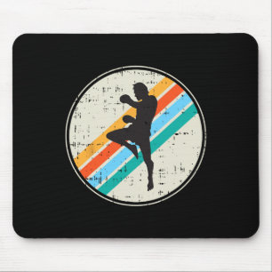 Kickboxer-Silhouette Retro-Motivation Geschenke Mousepad