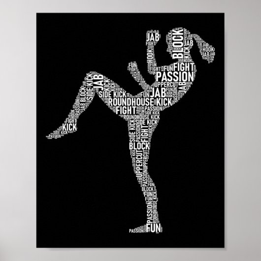 Kickboxer-Typografie - Kickboxen Mixed Martial Ar Poster (Vorne)