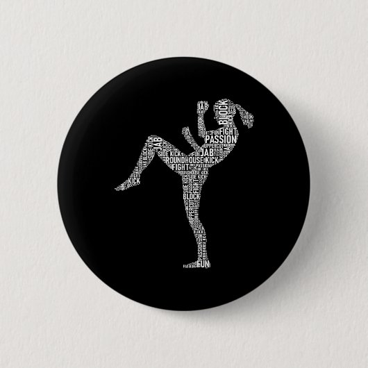 Kickboxer Typografie - Kickboxing Mixed Martial Ar Button (Vorderseite)