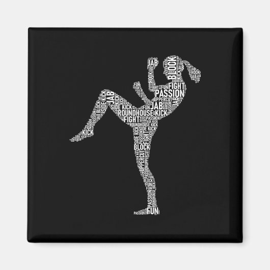 Kickboxer Typografie - Kickboxing Mixed Martial Ar Magnet (Vorne)