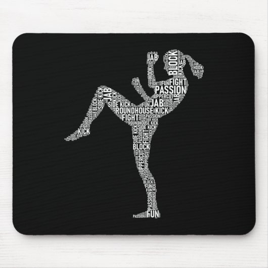 Kickboxer Typografie - Kickboxing Mixed Martial Ar Mousepad (Vorne)