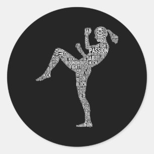 Kickboxer Typografie - Kickboxing Mixed Martial Ar Runder Aufkleber