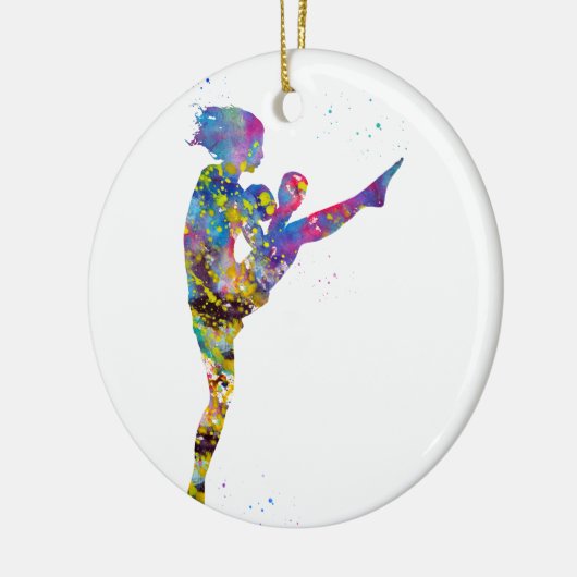 Kickboxerin Keramik Ornament (Links)
