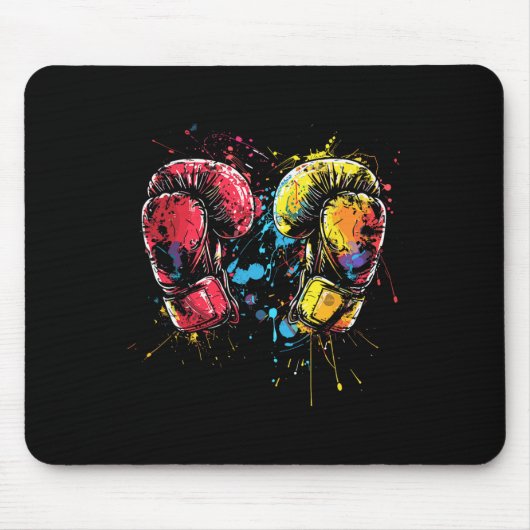 Kickboxhandschuhe Splotch Kampfsportler Mousepad (Vorne)