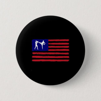 Kickboxing 4th Of July Patriotic Distressed Americ Button