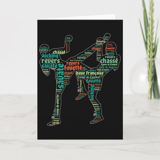 Kickboxing Boxer Boxing Shoe Kicking Savate Word C Karte (Vorderseite)