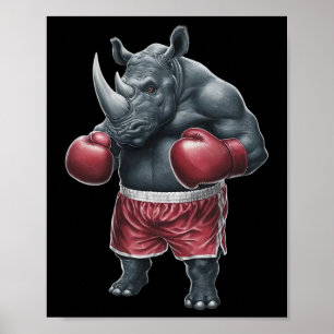 Kickboxing Boxer Rhino Workout Muay Thai Rh Poster
