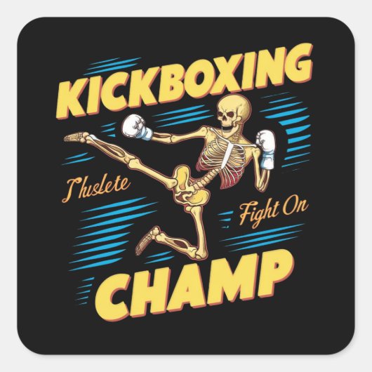 Kickboxing Champ Quadratischer Aufkleber (Vorderseite)