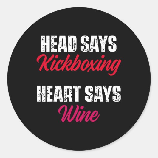 Kickboxing Heart Wine Kick Boxing Workout Runder Aufkleber (Vorderseite)