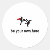 Kickboxing Hero Runder Aufkleber (Vorderseite)