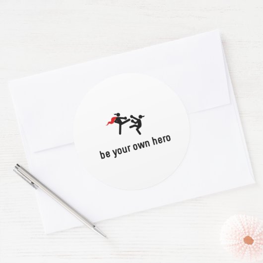 Kickboxing Hero Runder Aufkleber (Umschlag)