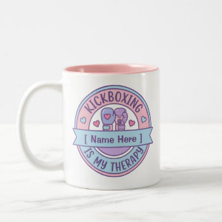 Kickboxing Is My Therapy Personalized Name  Zweifarbige Tasse
