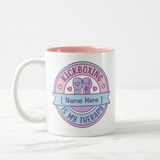 Kickboxing Is My Therapy Personalized Name Zweifarbige Tasse (Links)