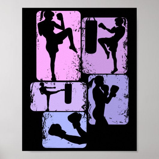 Kickboxing Kickboxer Taekwondo Karate Girls Kids W Poster (Vorne)