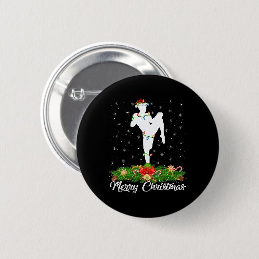 Kickboxing Lover Matching Santa Hat Kickboxing Chr Button (Vorne & Hinten)