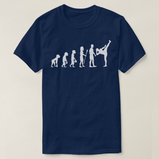 Kickboxing lustige Retro-Evolution der Menschheit  T-Shirt (Design vorne)