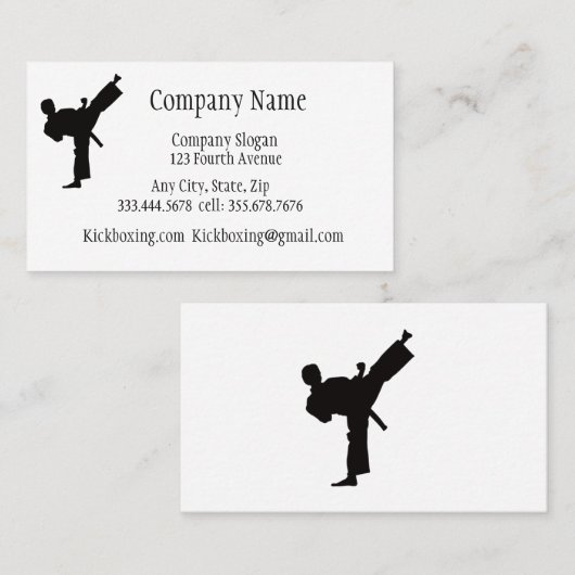 Kickboxing oder Martial Art Sport Visitenkarte (Vorne/Hinten)