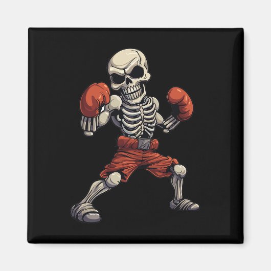 Kickboxing Skeleton Funny Kickboxer Boxing Magnet (Vorne)