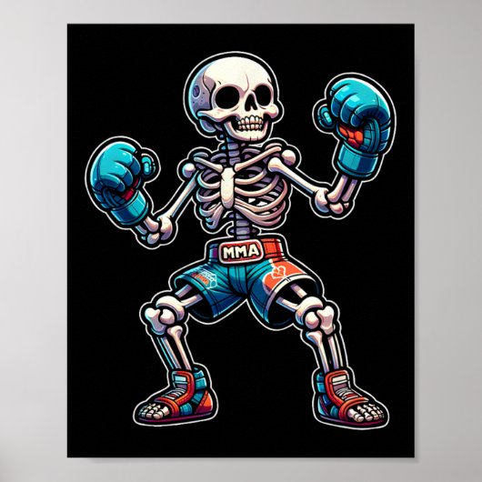 Kickboxing Skeleton Kickboxer Muay Thai Mma Fighte Poster (Vorne)