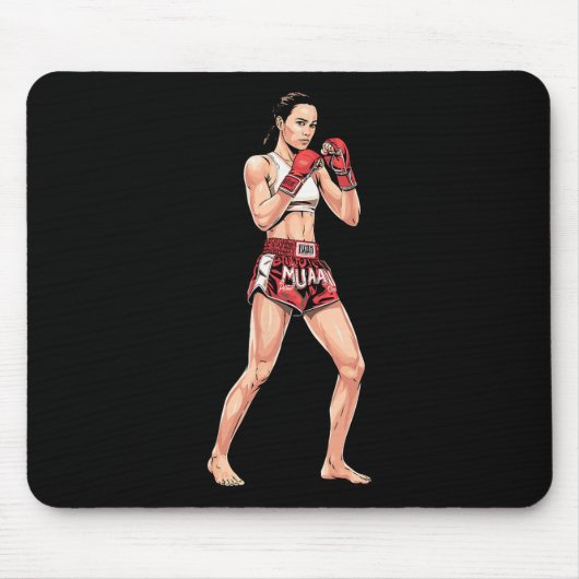 Kickboxing Stance Thai Boxen Ein Muay Thai Kämpfer Mousepad (Vorne)