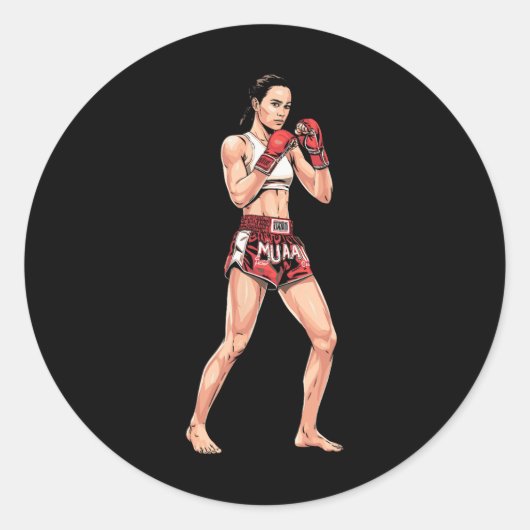 Kickboxing Stance Thai Boxing A Muay Thai Fighter  Runder Aufkleber (Vorderseite)