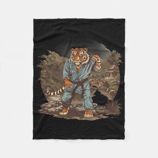 Kickboxing Tiger Pagoda Temple Martial Arts Karate Fleecedecke (Vorderseite)