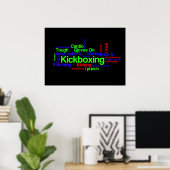 Kickboxing Word Cloud Bright auf schwarz Poster (Heimbüro)