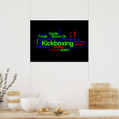 Kickboxing Word Cloud Bright auf schwarz Poster (Küche)