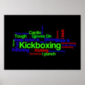 Kickboxing Word Cloud Bright auf schwarz Poster (Vorne)