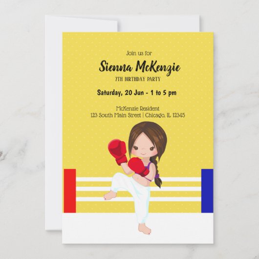 Kickboxsport Einladung (Vorderseite)