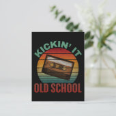 Kickin' es altes Schulkassettenband Postkarte (Stehend Vorderseite)