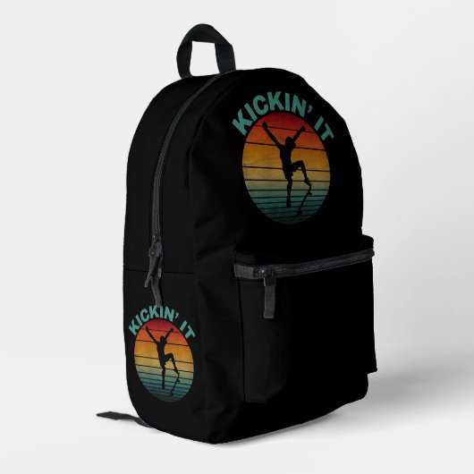 Kickin' Es Vintag Skateboarding Skater Bedruckter Rucksack (Rückseitige Ecke links)